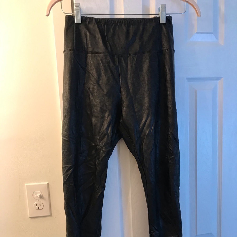 Black faux leather leggings